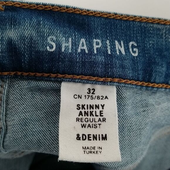 & Denim Jeans Women's Size 32 Shaping Skinny Ankle Regular Waist Mid Rise Denim - Picture 12 of 13
